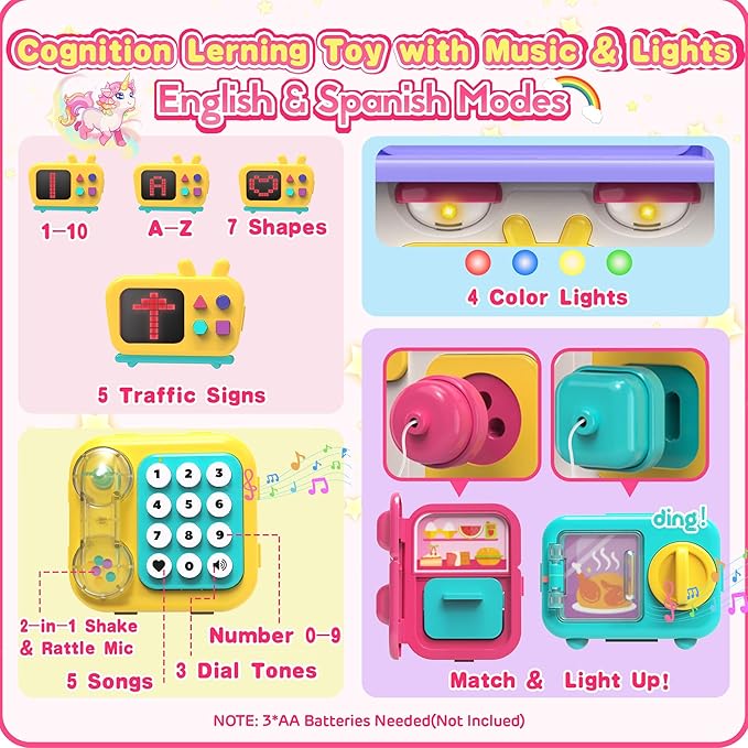 ELFJOY Montessori Toys for 1 Year Old Girl Gifts, Busy Board for 1 2 Year Old - 56+ Activities Bilingual Early Educational Learning Toddler Baby Girl Toys, First Birthday Gifts for 1 2 Year Old Girls
