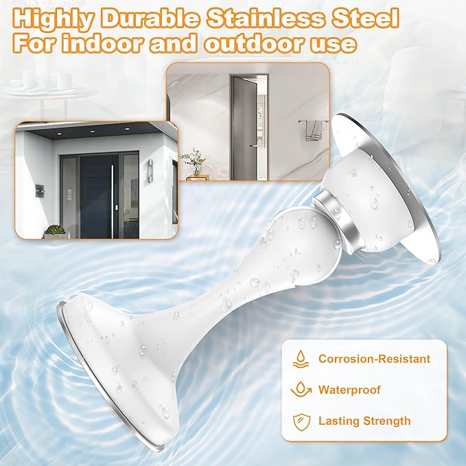 Crosize Magnetic Door Stoppers 1 Pack, Stainless Steel Door Stops for Wall and Floor Mounting, Door Holder Keep Door Open, No Drilling Door Stop with Adhesive Tapes, White