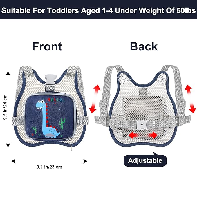 Accmor Toddler Harness Leash, Cute Dinosaur Kids Leashes + Reflective Anti Lost Wrist Link, Collapsible Baby Walking Harness Belt, Breathable Child Hand Strap Tether for Boys Traveling in Hot Weather