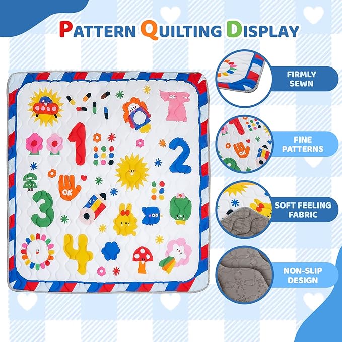 Baby Play Mat for Floor, 71'' x 59'' Thicken Foam Soft Padded Mat for Baby, Playpen Mat for Toddlers Infant Kids, Machine Washable, Non-Slip Bottom Safe for Crawling (Number)