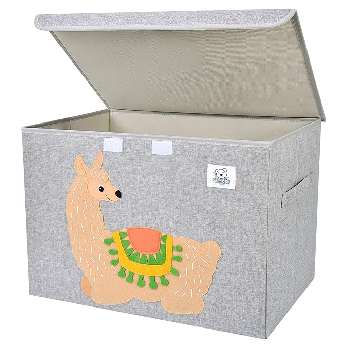 CLCROBD Foldable Large Kids Toy Chest with Flip-Top Lid, Collapsible Fabric Animal Toy Storage Organizer/Bin/Box/Basket/Trunk for Toddler, Children and Baby Nursery (Llama)