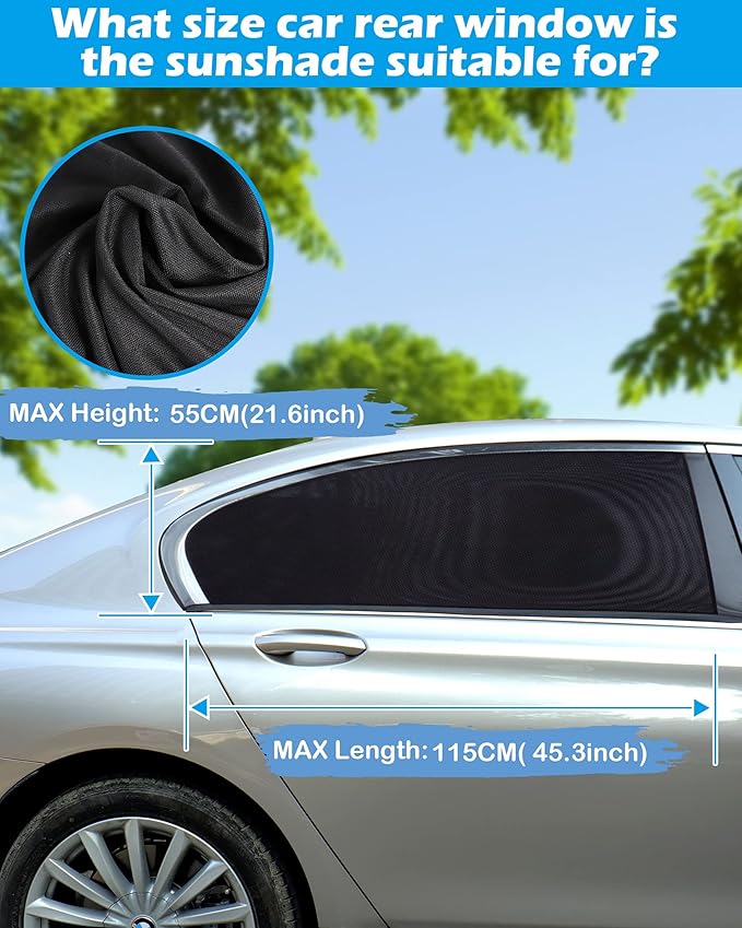 Tevlaphee Car Sunshade Kids, Universal Sun Visor Car Net Sunscreen Baby with Certified UV for Side Window Mesh Material Protects Passenger Baby, Children & Pets (XL)