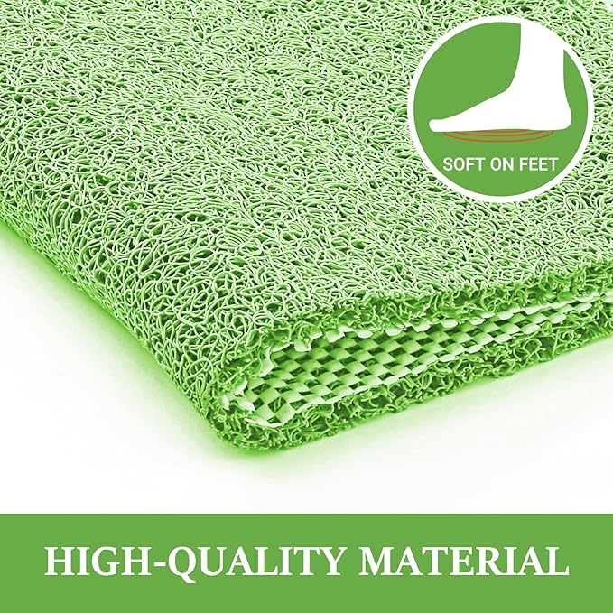 LuxStep Shower Mat Bathtub Mat,36x16 inch, Non-Slip Bath Mat with Drain, Quick Drying PVC Loofah Bathmat for Tub,Shower,Bathroom (Grass Green)