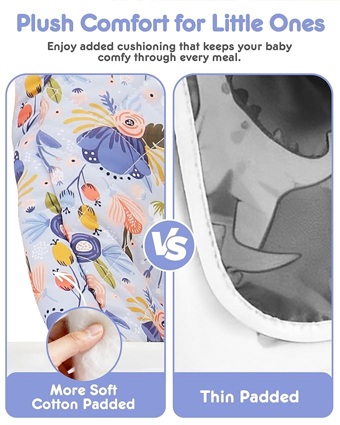 Baby High Chair Cover 2-in-1 Reversible, Includes 5-Point Harness Strap, Waterproof & Soft Side High Chair Pad Cushion, Machine Washable, Extra Thick Highchair Protector-Blue