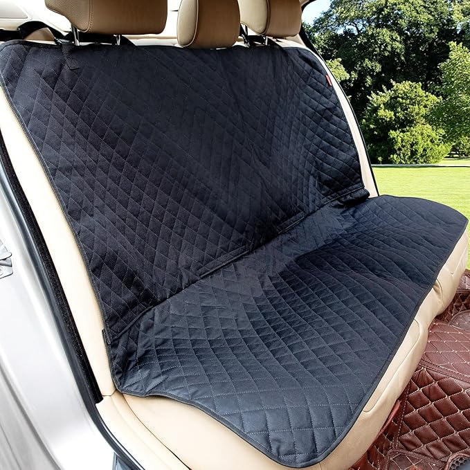 Waterproof Dog Car Seat Cover for Back Seat, Non-Slip & Universal Fit for SUV, Car, Truck with 4 Safety Belt Openings for Secure Travel