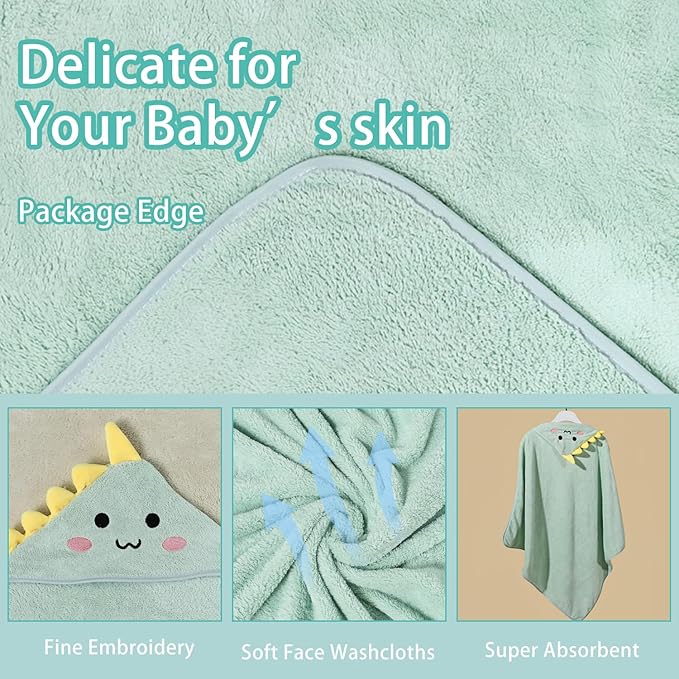 2 Pcs Baby Hooded Towels,31 x 31 in Baby Washcloths, Infant Super Soft Baby Bath Towels with Hood for Toddlers1-3,Highly Absorbent Viscose Hooded Towel for Boys, Girls, Newborn Essentials
