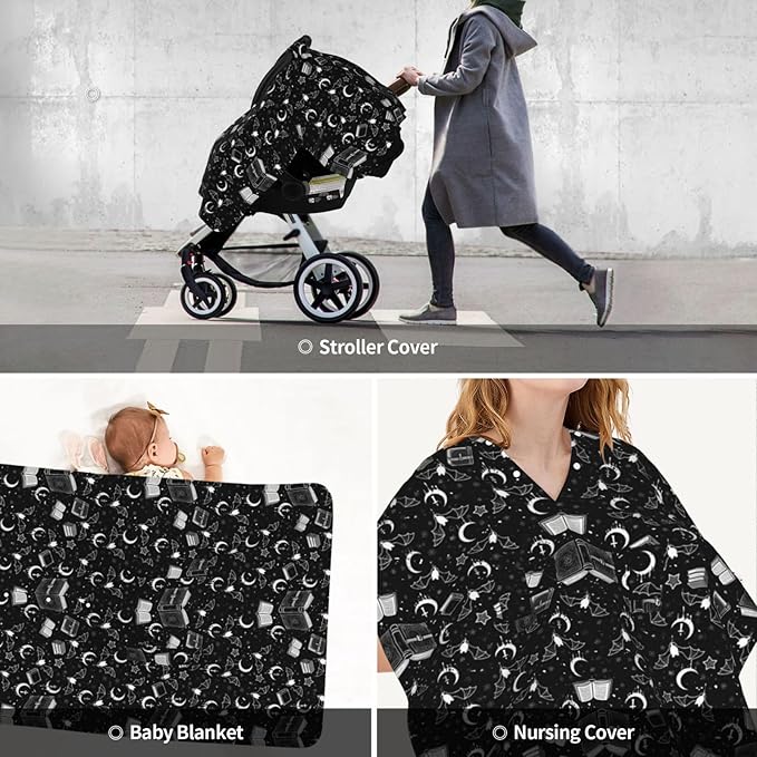 Gothic Car Seat Cover Baby Stuff Western Infant Carseat Covers Baby Girl Highland Car Seat Canopy Boy Winter Multi Use Nursing Cover for Newborn Carseat Canopy Nursing Covers Newborn Shower Gift