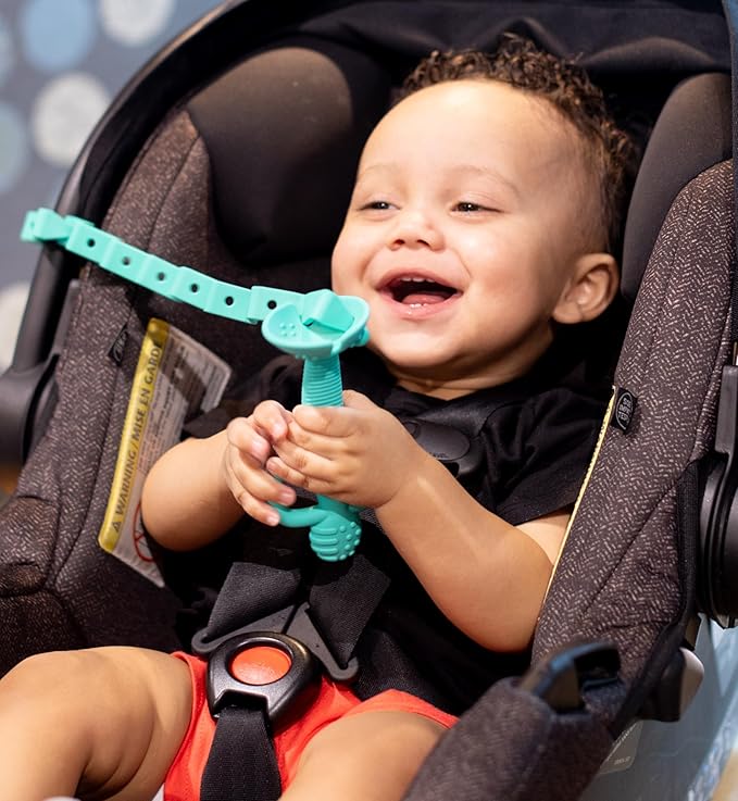 Busy Baby Toy Bungee - Dishwasher Safe Toy Strap - 100% Food-Grade Silicone (Blue)