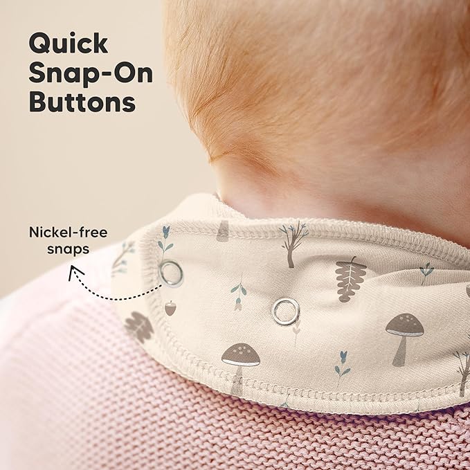 KeaBabies 8-Pack Organic Baby Bandana Bibs for Girls - Super Absorbent Triangle Baby Bibs for Drooling and Teething Infant, 100% Cotton Extra Soft for Newborn, Infant 0-36 Months (Fall Spores)