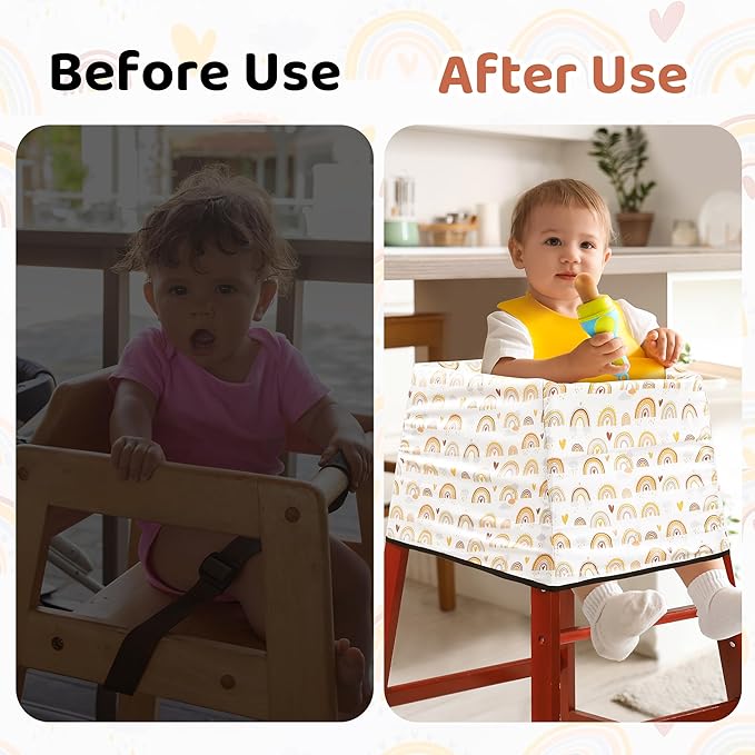 HOMBYS Waterproof Baby High Chair Cover for Restaurtant, Extra Thick & Soft Resuable Baby High Chair Cover for Protecting Wooden or Restaurant High Chair from Messy Meals and Dirty, Durable & Washable