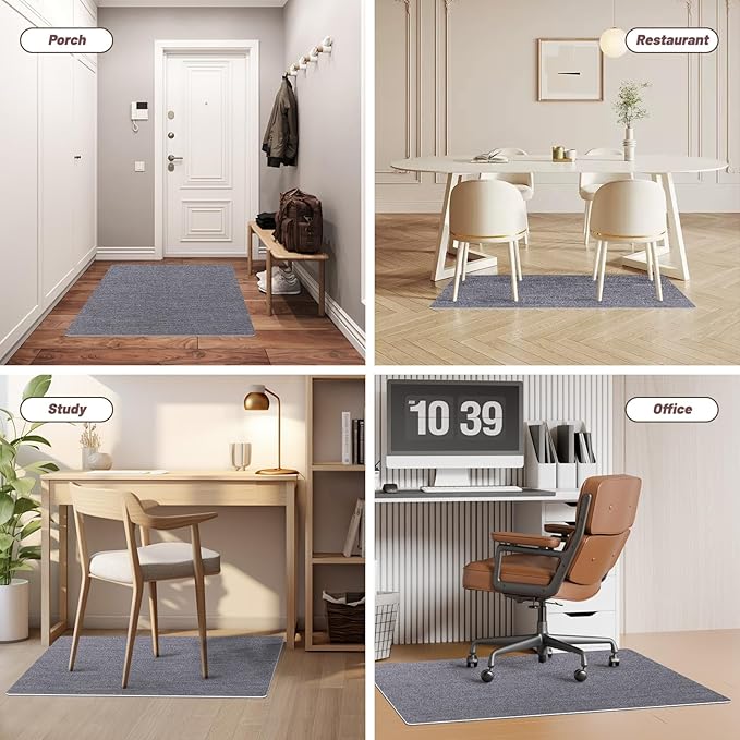 Office Chair Mat - for Hardwood Floors, Large Non-Slip Easy-Clean Floor Protection Blanket (Grey, “55 x 35in”).