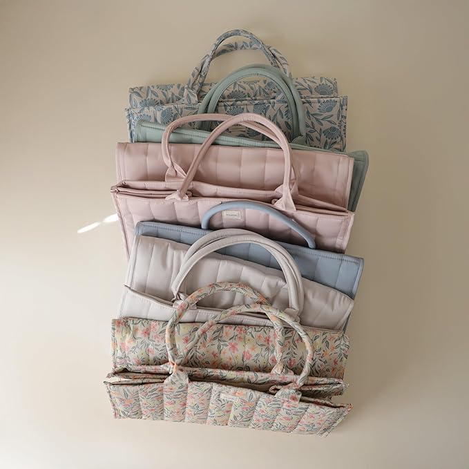 mushie Baby Diaper Caddy | Newborn Essentials Organizer for Diaper Changing Station (Roman Green)