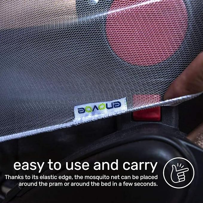 Enovoe Mosquito Net for Baby Stroller and Crib - Durable Mesh Bug Net Cover with Elastic Edge - Fits Strollers, Bassinets, Playards, and Mini Cribs - Travel Essential for Newborns - 63x64-Inch (White)