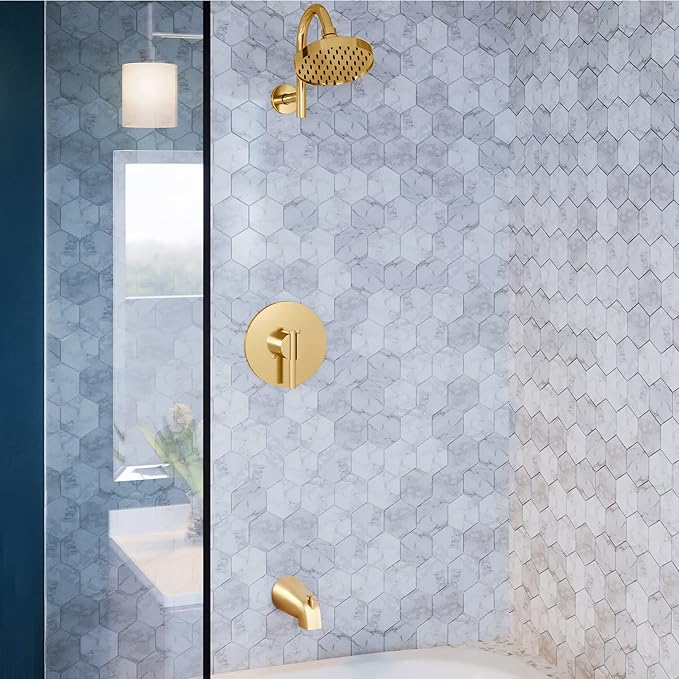 Design House 583880 Slip-On Pull-Up Wall Mount Tub Diverter Spout, Satin Gold