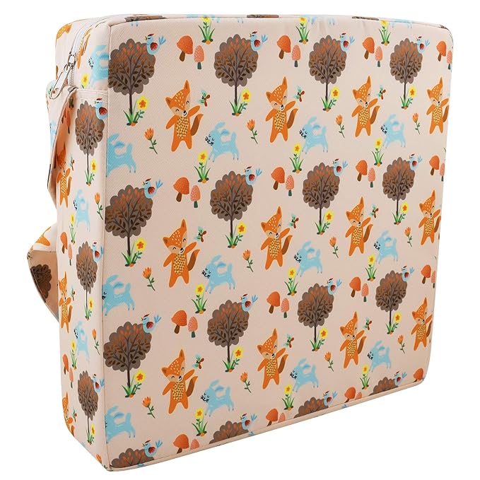 Dining Chair Heightening Cushion Portable Dismountable Adjustable Highchair Booster for Baby Toddler Kids Infant Washable Thick Chair Seat Pad Mat (Orange)