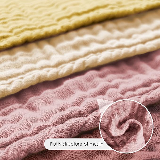 12 Pack Muslin Burp Cloths - Large 20" x 10", Ultra Absorbent 100% Cotton for Baby Drool and Messes - Soft, Gentle Baby Burp Rag for Boys & Girls -Brown, Honey, Bean Paste Series