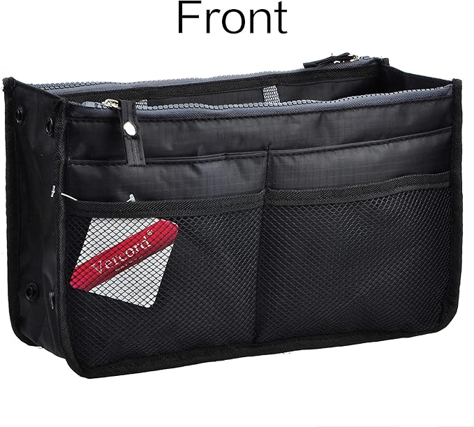 Vercord Updated Purse Handbag Organizer Insert Liner Bag in Bag 13 Pockets Black Medium