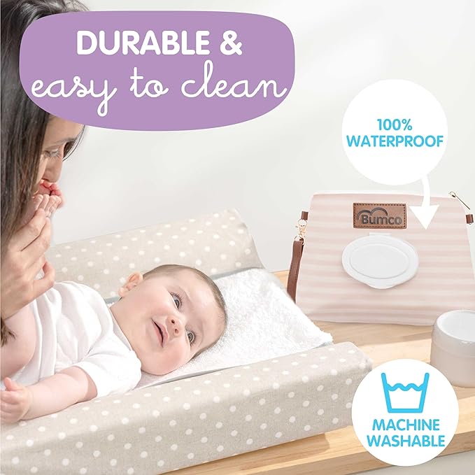 Bumco Diaper Clutch Bag - Portable Wipes Dispenser & Diaper Holder, Airtight Travel Baby Wipes Case, Wipe Dispenser Travel Baby Wipes Dispenser On the Go, Diaper Wristlet