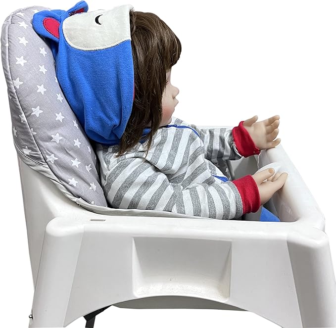 ZARPMA Cotton Seat Covers Compatible for IKEA Antilop Highchair,Cotton Surface and Cotton Padded Foldable Baby Highchair Cover for Child Chair Cushion(Grey Star)