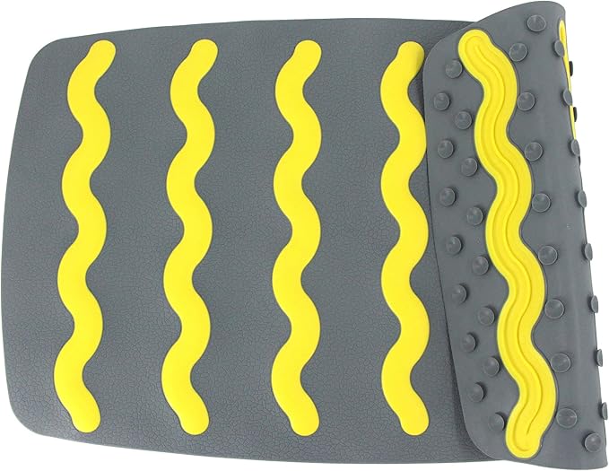 SafeLand Patented Non-Slip Bath, Shower, Tub Mat, TPR Material, Eco-Friendly, Non-PVC, Color Combo, Machine Washable, Durable, with Powerful Gripping Suction Cups, Wave-254 (17"x30")