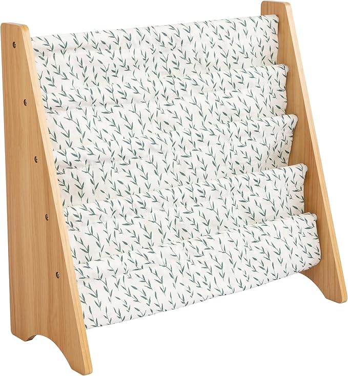 Humble Crew Kids Bookshelf, 4-Tier Front-Facing Book Display Organizer, Montessori Toddler Bookcase for Playroom, Bedroom & Reading Corner, Natural/White/Green