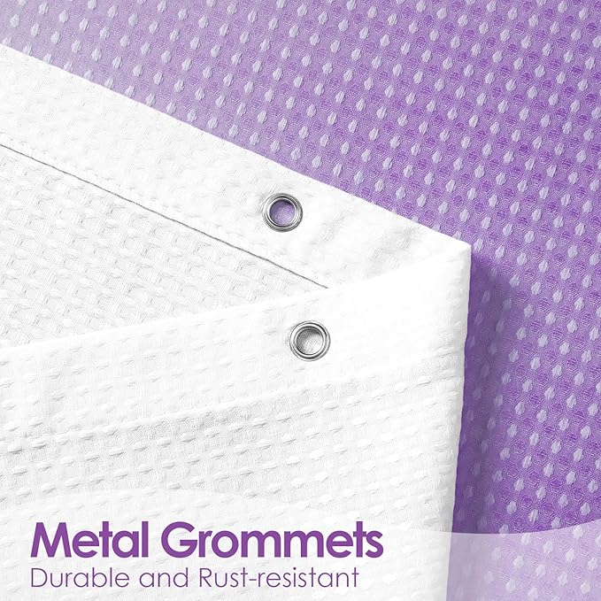 MitoVilla Purple Ombre Shower Curtain 72 x 78, Long Waffle Fabric Shower Curtains for Modern Luxury Bathroom Decor, Heavy Duty Hotel Cloth Shower Curtains 78 inch Long