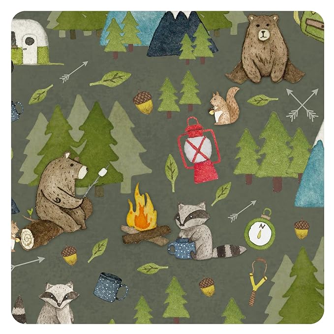 BapronBaby Camping Bears Splash Mat - Waterproof Catch-All for Under High Chairs, Floors, Tables, Playtime or Arts & Crafts - Machine Washable - 45" x 45”