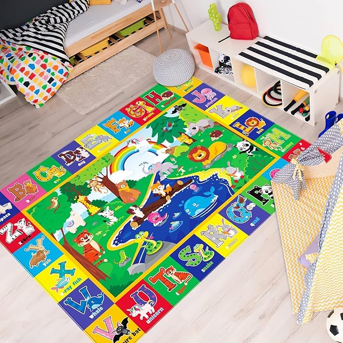 LTKOUGFAM Baby Play Mat for Floor, Baby Crawling Mat Soft Surface Toddler Playmat for Babies, Non-Toxic Foldable Non-Slip ABC Mats for Kids Infants Girls Boys (47.2X31.5 INCH)