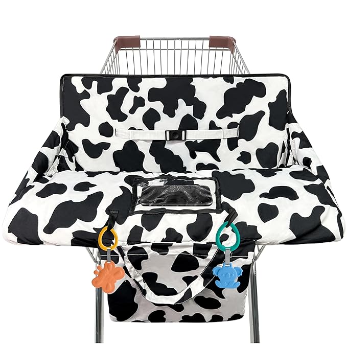 Shopping Cart Cover for Baby,2-in-1 High Chair Cover Soft,Portable, and Machine Washable,Comfortable Cotton Seat Pad with Safety Harness and Portable Cloth Bag,Fits All Supermarkets and Restaurants