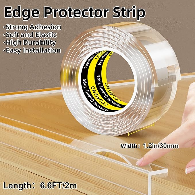 Clear Edge Protector,Safe Corner Protector, Anti-Sharp Edge Protector, for Furniture, Drawers, Tables, Cabinets 1.2inX6.6FT