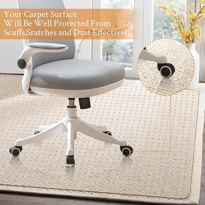 KMAT Office Chair Mat for Carpet, Computer Desk Mat,Clear Desk Chair Mat for Home Office Rolling Chair,Heavy Duty Floor Protector-Easy to Clean,Anti-Slip-36 x48 Rectangle