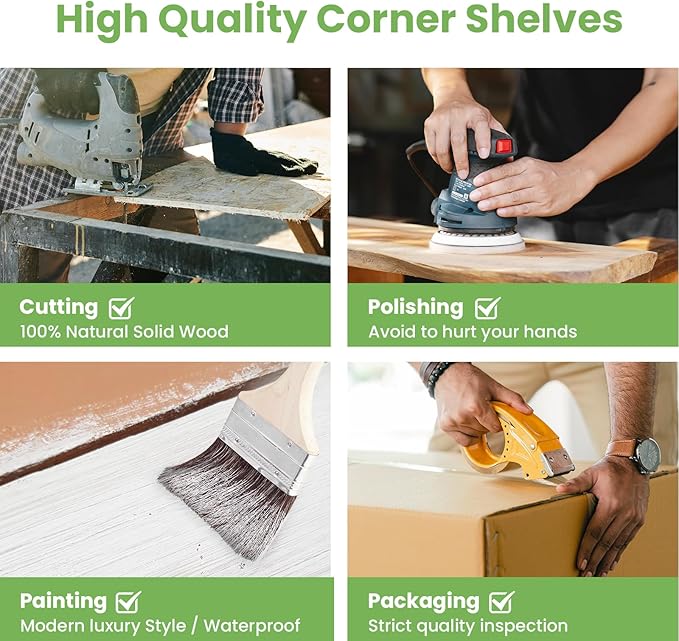 NATURE'S SOURCE Floating Corner Shelves with Invisible Brackets Set of 3, Corner Shelves Wall Mounted, for Home Bedroom Bathroom Kitchen Living Room Office- 16.6" x 11.5" (Pure White)