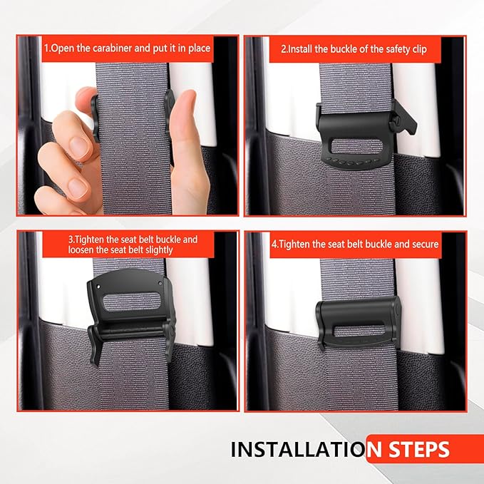 2PCS Car Seatbelt Adjuster, Universal Auto Seat Belt Clips for Adults/Kids, Comfort Car Shoulder Neck Protector Strap Positioner, Seatbelt Locator Retainer Locking Clips for Car, SUV (Black)