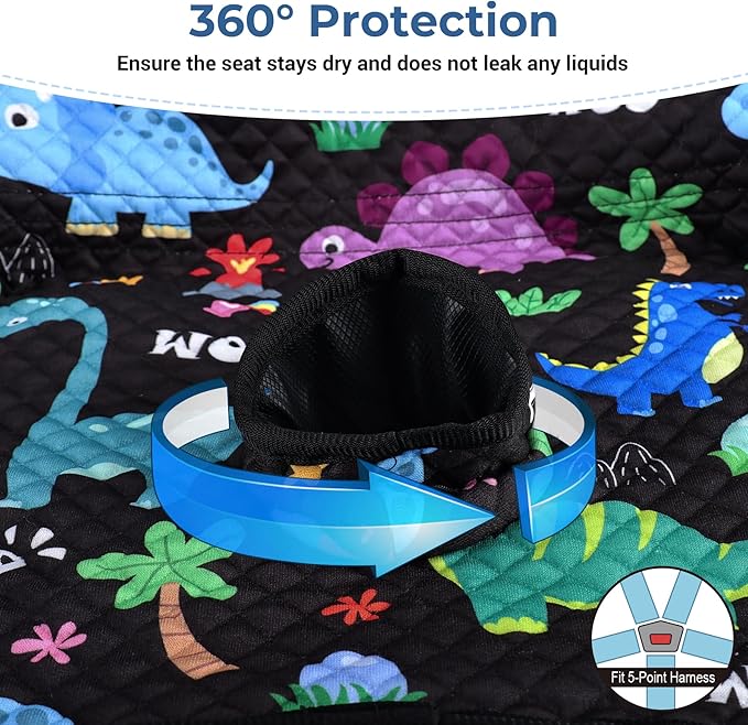 COOLBEBE Car Seat Protector for Potty Training, 2 Pack Dry Waterproof Car Seat Liner Toilet Training for Baby Infant Toddler, Piddle Pads Cover Pad for Strollers & Carseat (Dinosaur,2PC)
