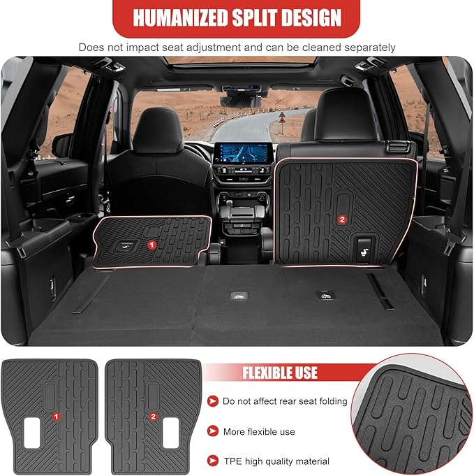 Kick Mat Fit for 2024-2025 Toyota Grand Highlander, TPE Cargo Liner All Weather Backrest Mat for Grand Highlander 7 Seats Accessories(Not fit Highlander)