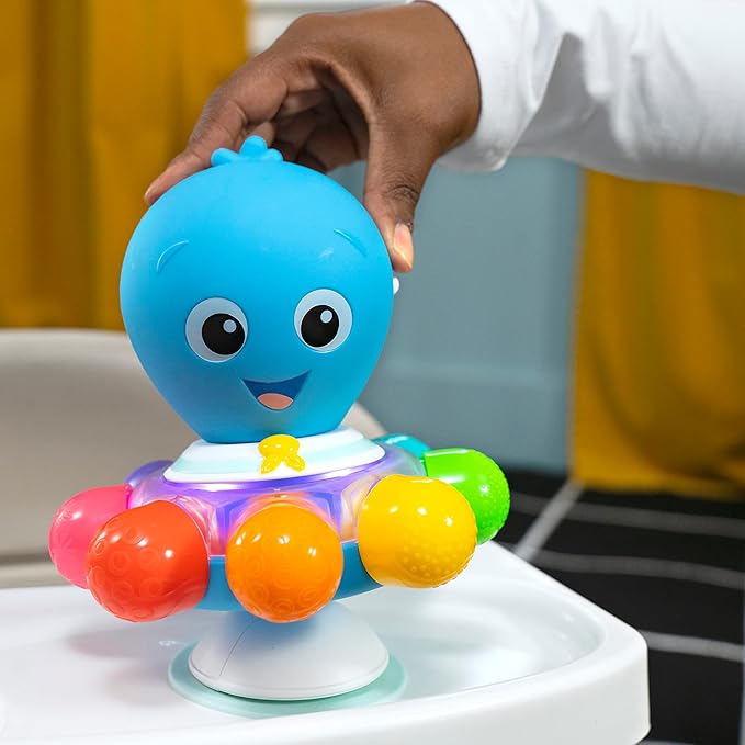 Baby Einstein Ocean Explorers Opus Spin & Sea Suction Toy for Highchair, Lights & Vibrant Colors, Ages 3 Months and up