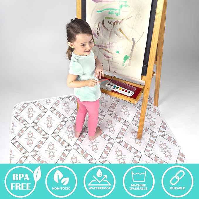 JumpOff Jo - Large Baby Splat Mat for Under High Chair, Booster Seat, Tabletop, Food Catcher - Protect Floor and Carpet from Spills & Crafts - Waterproof and Washable (Westbound)