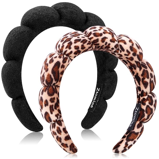 Spa Headbands for Facial Skincare, Set of 2 Terry Cloth Headbands for Face Washing, Hair Mask, Skin Treatment