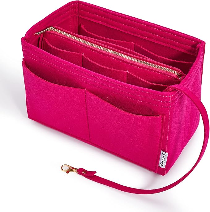Vercord Felt Organizer Insert For Purse Handbag Tote Bag In Bag Inside Shaper Divider Neo Rose X-Large