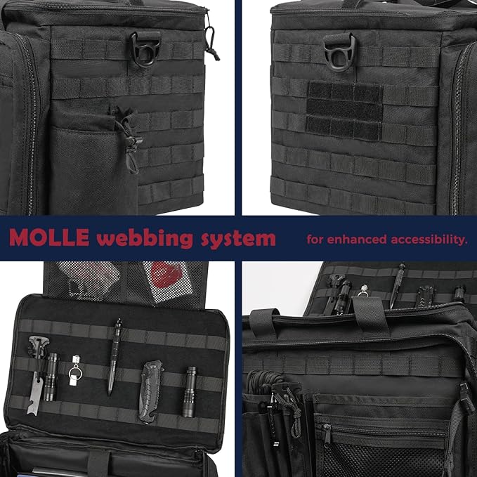 Patrol Bag Law Enforcement, Police Gear Car Front Seat Vehicle Organizer Bags with MOLLE System (Black)