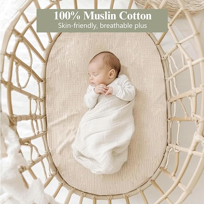 3 Pack Muslin Changing Pad Covers for Girl Boy, 100% Soft Cotton Changing Table Cover, Breathable Baby Nursery Diaper Chang Pad Sheets (Pistachio)
