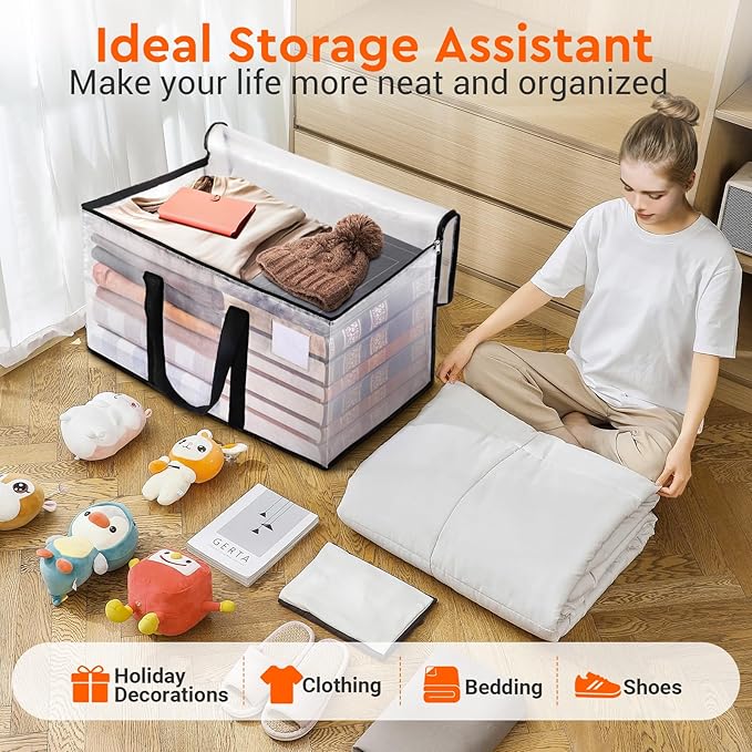 BlissTotes Moving Bags, 93L 4-Pack Storage Bags, Moving Box Heavy Duty Extra Large, Moving Totes with Zipper, Reinforced Handles Boxes for Packaging Moving, Decorative Wreath Storage
