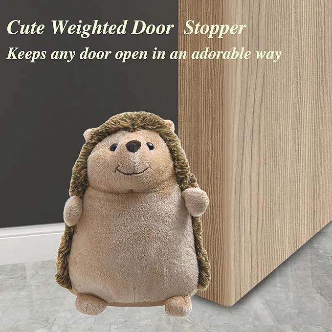Decorative Door Stopper for Bottom of Door and Inside Door Decorative. Cute,Soft and Weighted Door Stop to Keep Door Open(Hedgehog)
