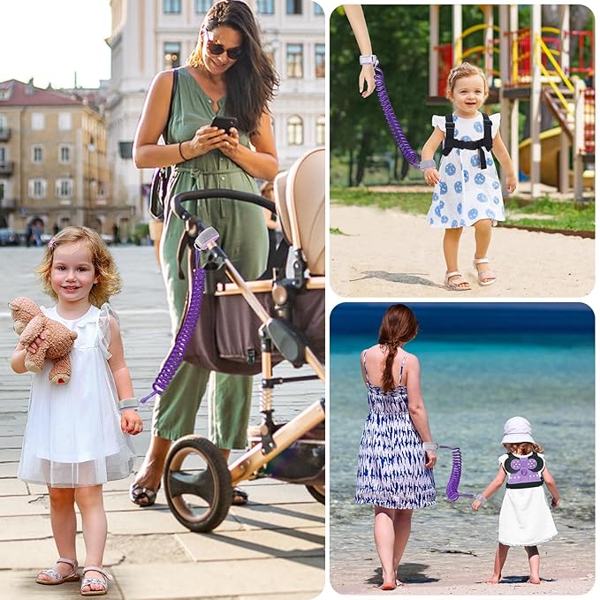 Accmor Toddler Harness Leashes + Anti Lost Wrist Link, Cute Child Safty Harness Leash Belt for Kids, Baby Anti Lost Leash Walking Harness Wristband Adjustable Assistant Strap for Girls/Boys to Travel