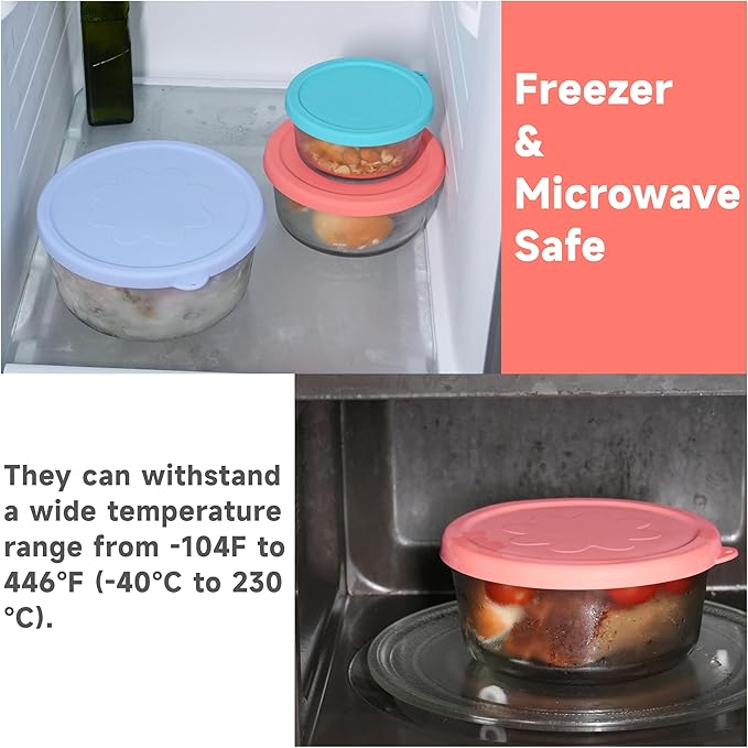 LUVCOSY 7 Cup Silicone Replacement Lids Storage Cover for Anchor Hocking Glass Bowls (Container not Included) 2 Pack Microwave, Dishwasher and Freezer Safe