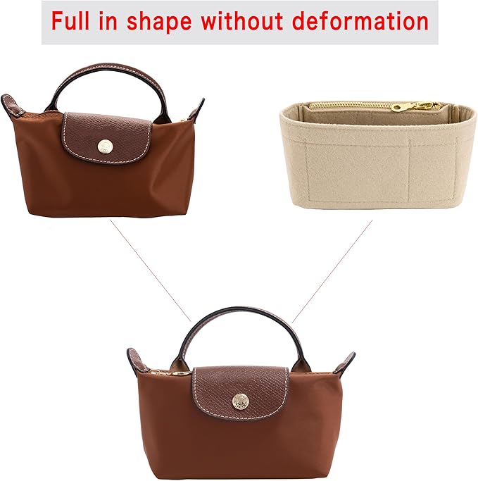 Mini Bag Organizer For Longchamp Small Tote Bag - Ultimate Mini Bag Storage & Finishing Inner Bag Liner for a Chic Handbags Insert Organizer Fit small Size