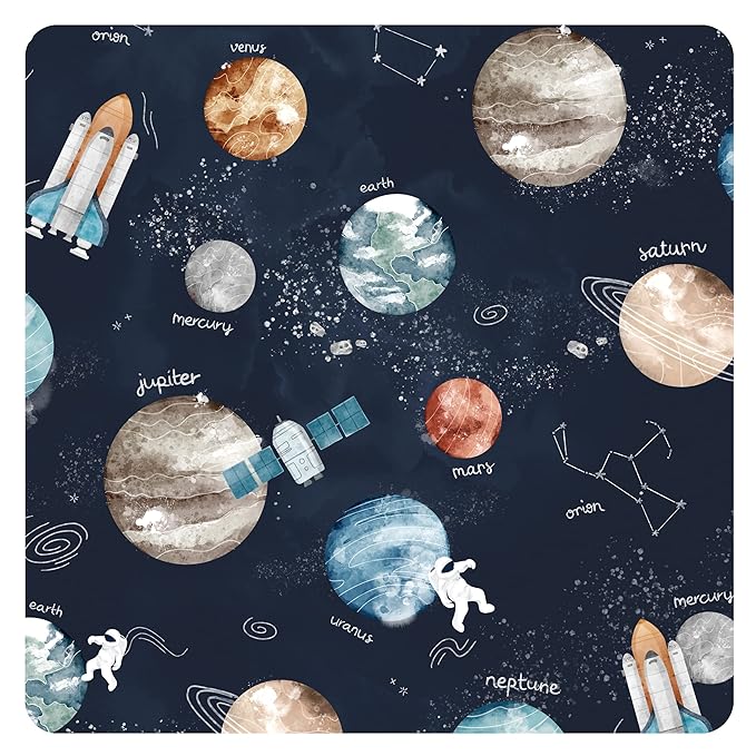 BapronBaby Outer Space Splash Mat - Waterproof Catch-All for Under High Chairs, Floors, Tables, Playtime or Arts & Crafts - Machine Washable - 45" x 45”