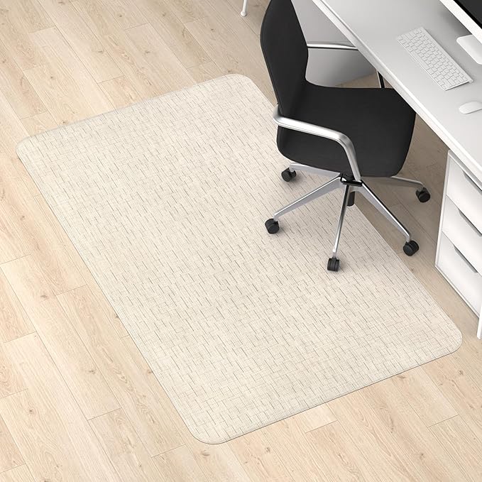 Blvornl Office Chair Mat for Hardwood Floor and Low Pile Carpet, 45" x 53" Desk Chair Protector, PVC Rug for Office Home, Light Brown