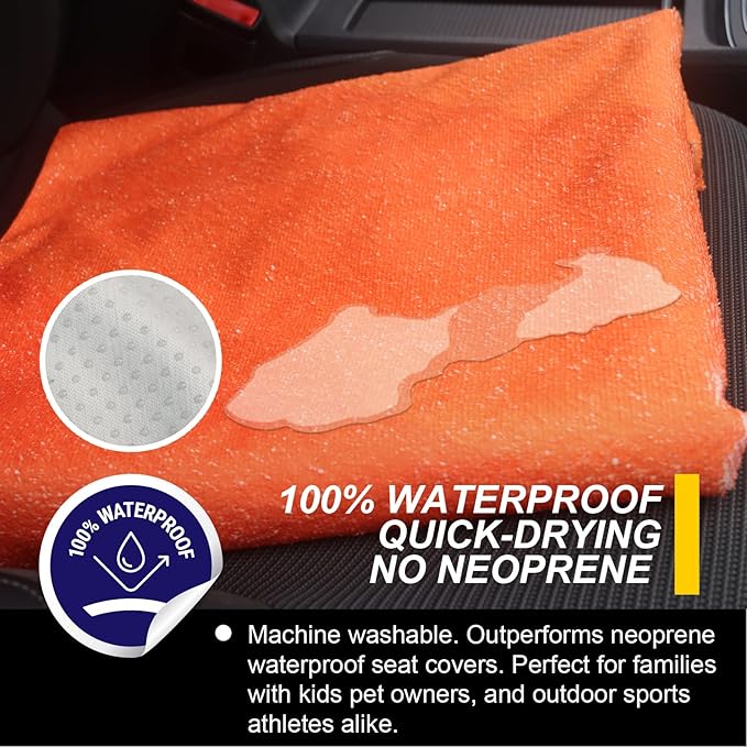 LoyaGour Back Seat Cover for Car Trucks Van SUV,Waterproof Rear Bench Towel Seat Covers for Dogs and Kids,Automotive Backseat Protector (Orange)