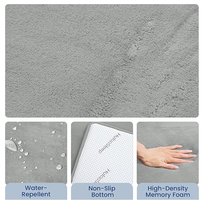 Baby Play Mat for Floor,1.3" Thick Elasti-Foam 50"×74" Playpen Mat for Tummy Time,Water Repellent Soft Coral Velvet for Toddler,Infant,Kids,Non-Slip Backing Safe for Crawling(Light Grey)